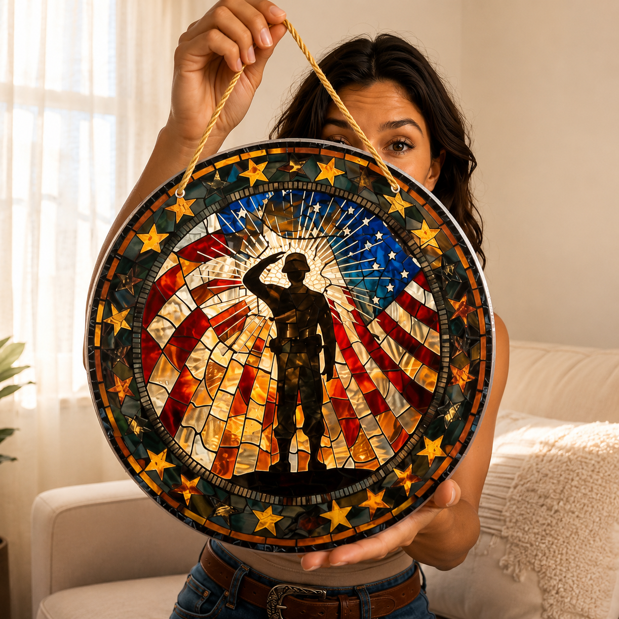 Patriotic Soldier Acrylic Suncatcher