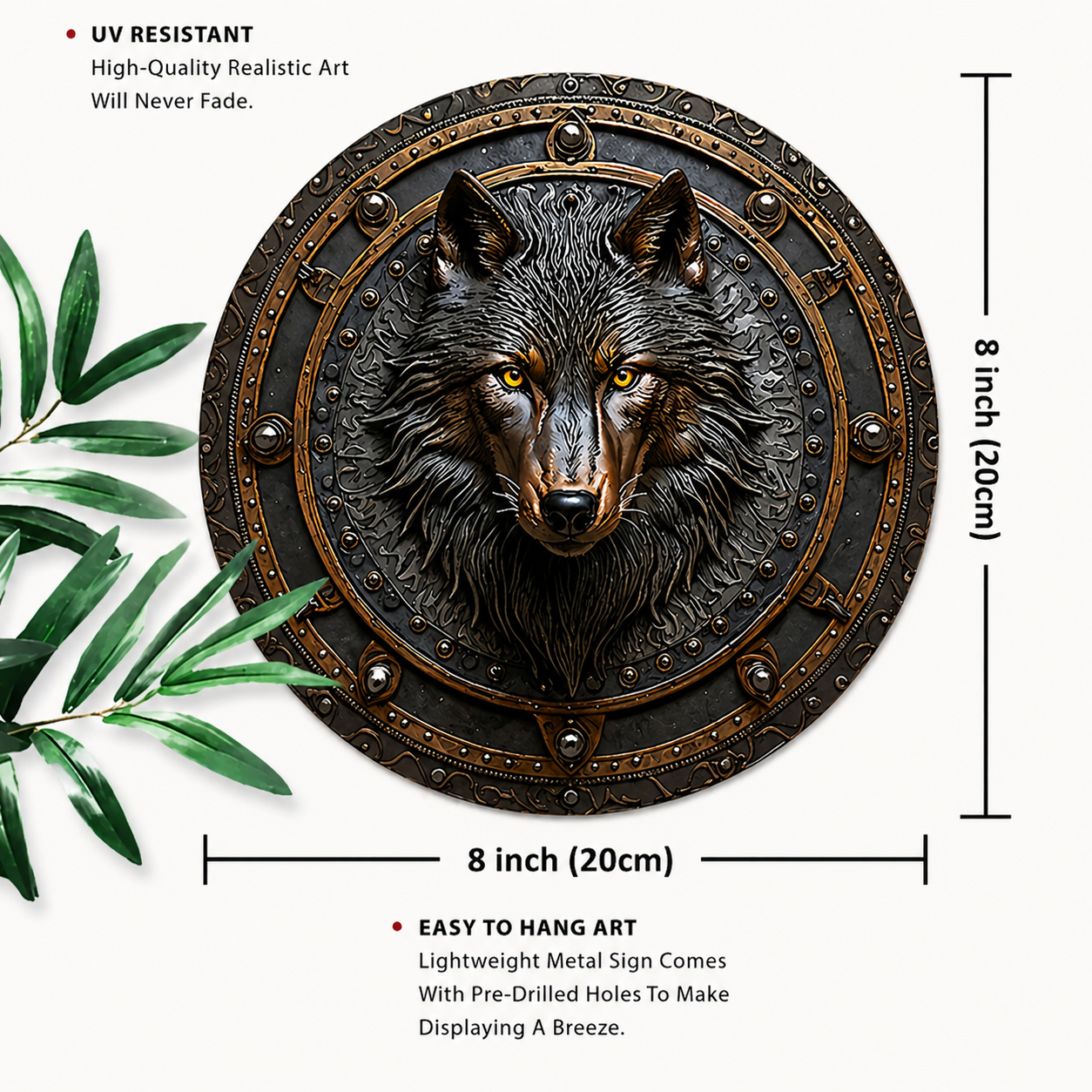 Medieval Metal Shield Wolf Wall Decor