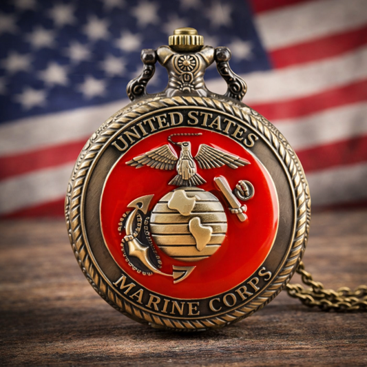 Vintage US Marine Corps Pocket Watch Necklace