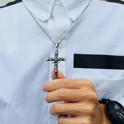 Vnox Cross Necklace – Gold Jesus Pendant for Men & Women
