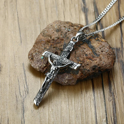 Vnox Cross Necklace – Gold Jesus Pendant for Men & Women