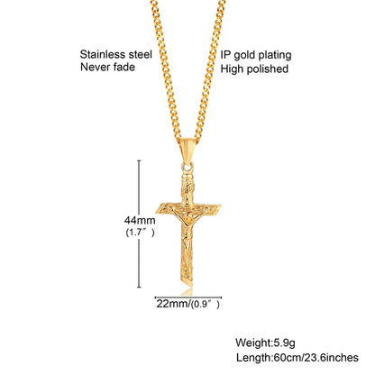Vnox Cross Necklace – Gold Jesus Pendant for Men & Women