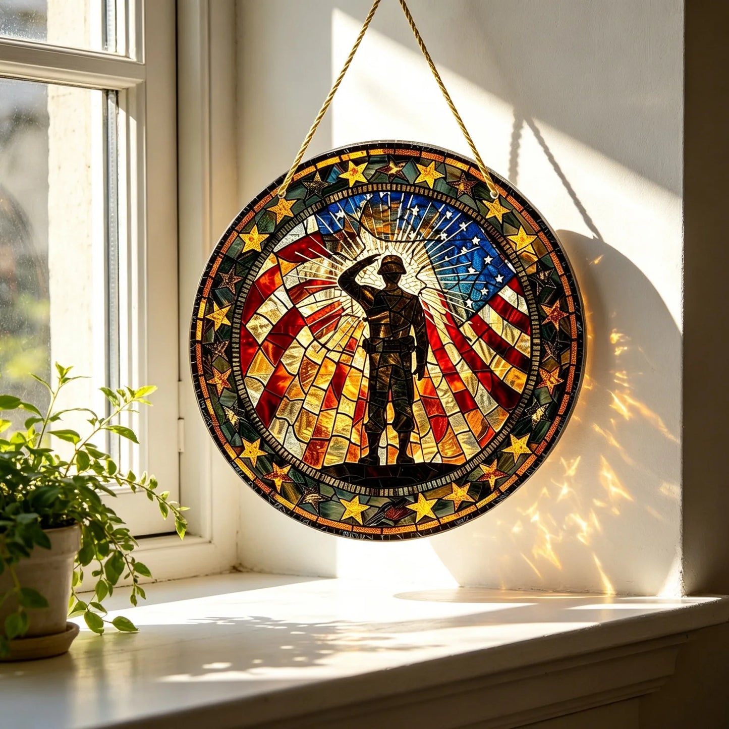 Patriotic Soldier Acrylic Suncatcher