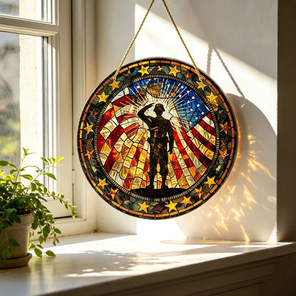 Patriotic Soldier Acrylic Suncatcher