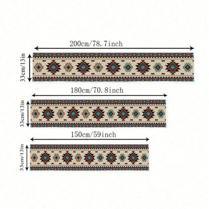 Boho Linen Table Runner – Tribal Style Decor