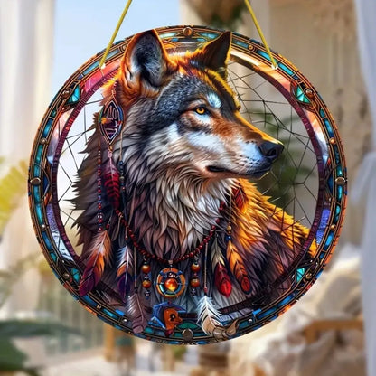 Wolf Acrylic Dreamcatcher Decor