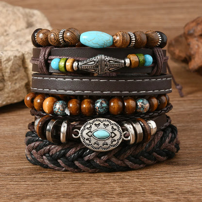 Unisex Vintage Leather Bracelets – 22 Styles | 6 Pieces per Set