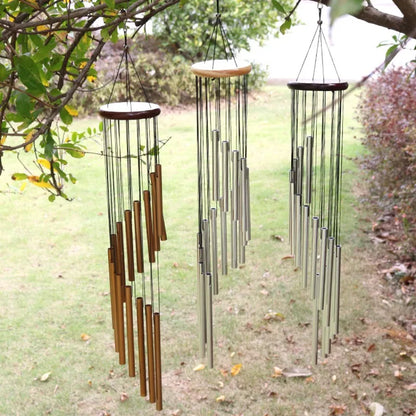 12-Tube Aluminum Wind Chimes with Pine Wood