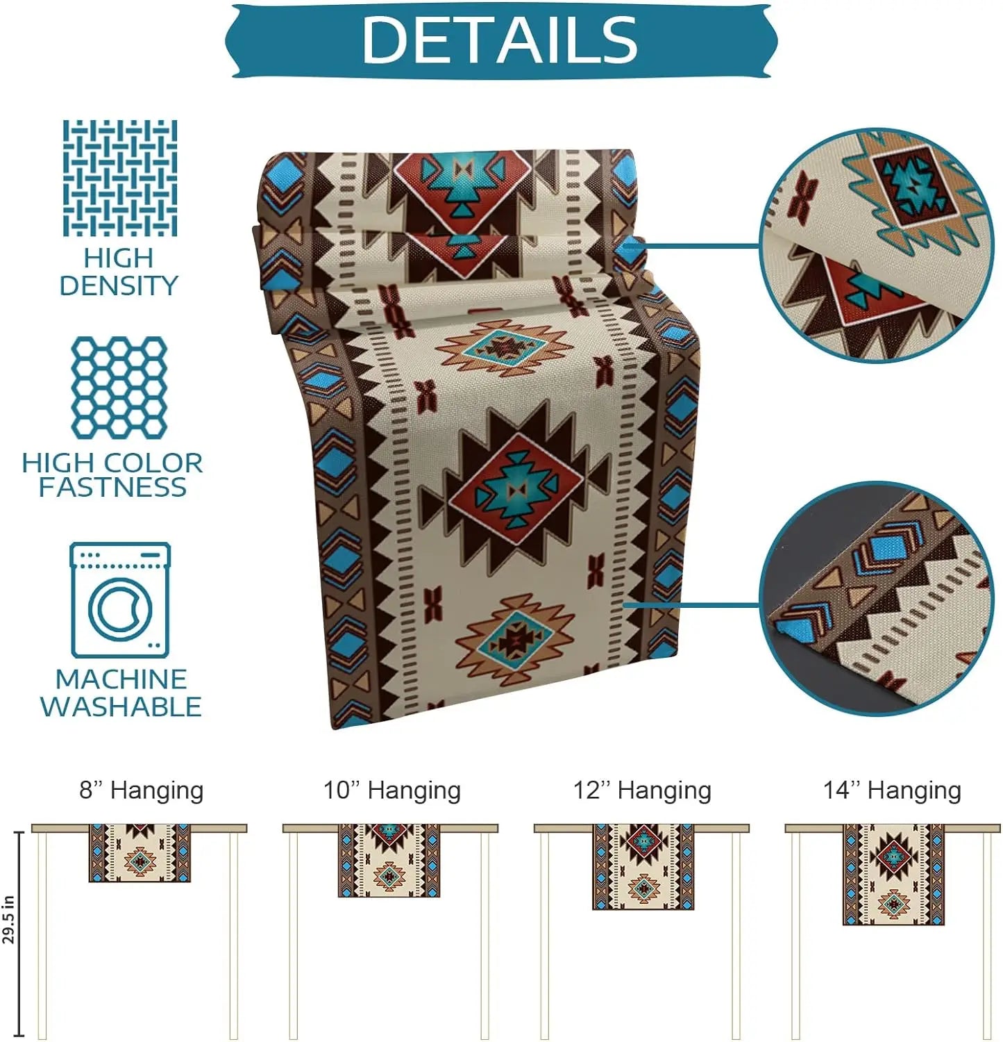 Boho Linen Table Runner – Tribal Style Decor