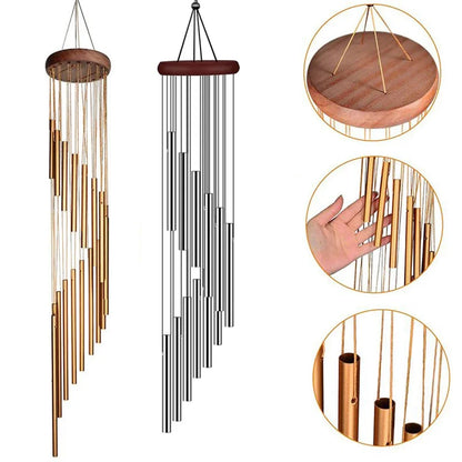 12-Tube Aluminum Wind Chimes with Pine Wood