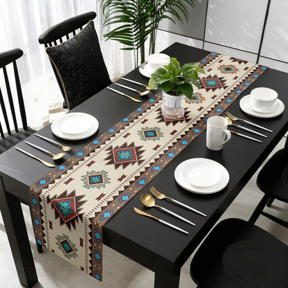 Boho Linen Table Runner – Tribal Style Decor