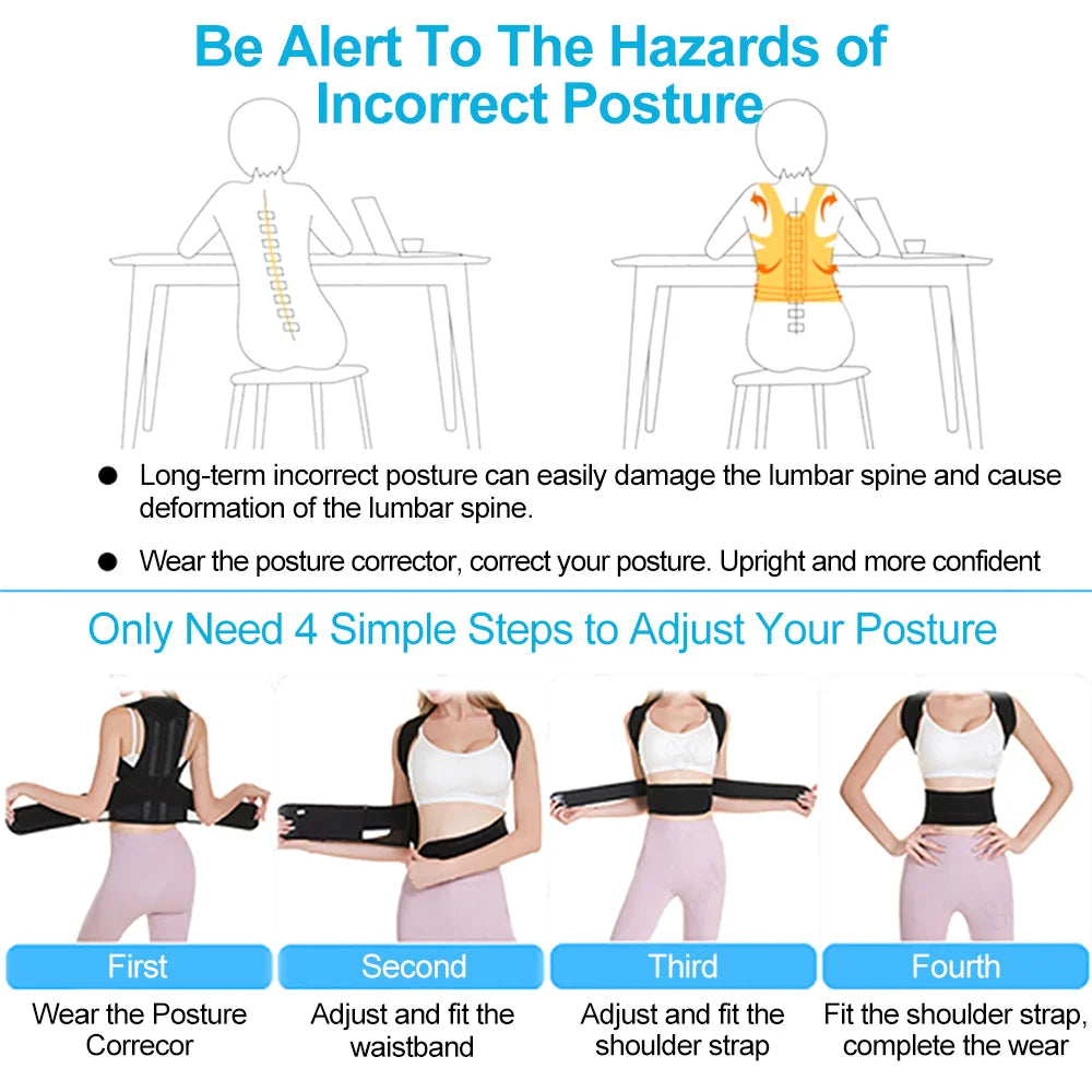 Back & Lumbar Posture Support – For Men & Women