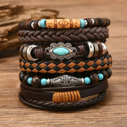 Unisex Vintage Leather Bracelets – 22 Styles | 6 Pieces per Set