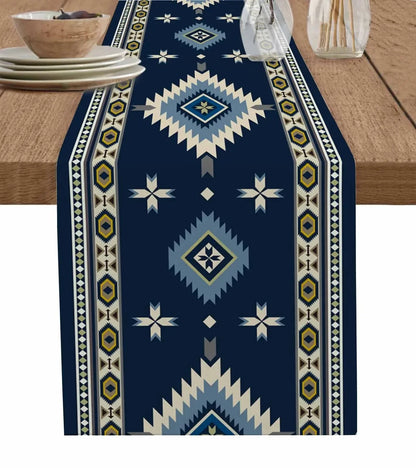 Boho Linen Table Runner – Tribal Style Decor