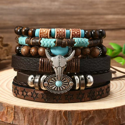 Unisex Vintage Leather Bracelets – 22 Styles | 6 Pieces per Set