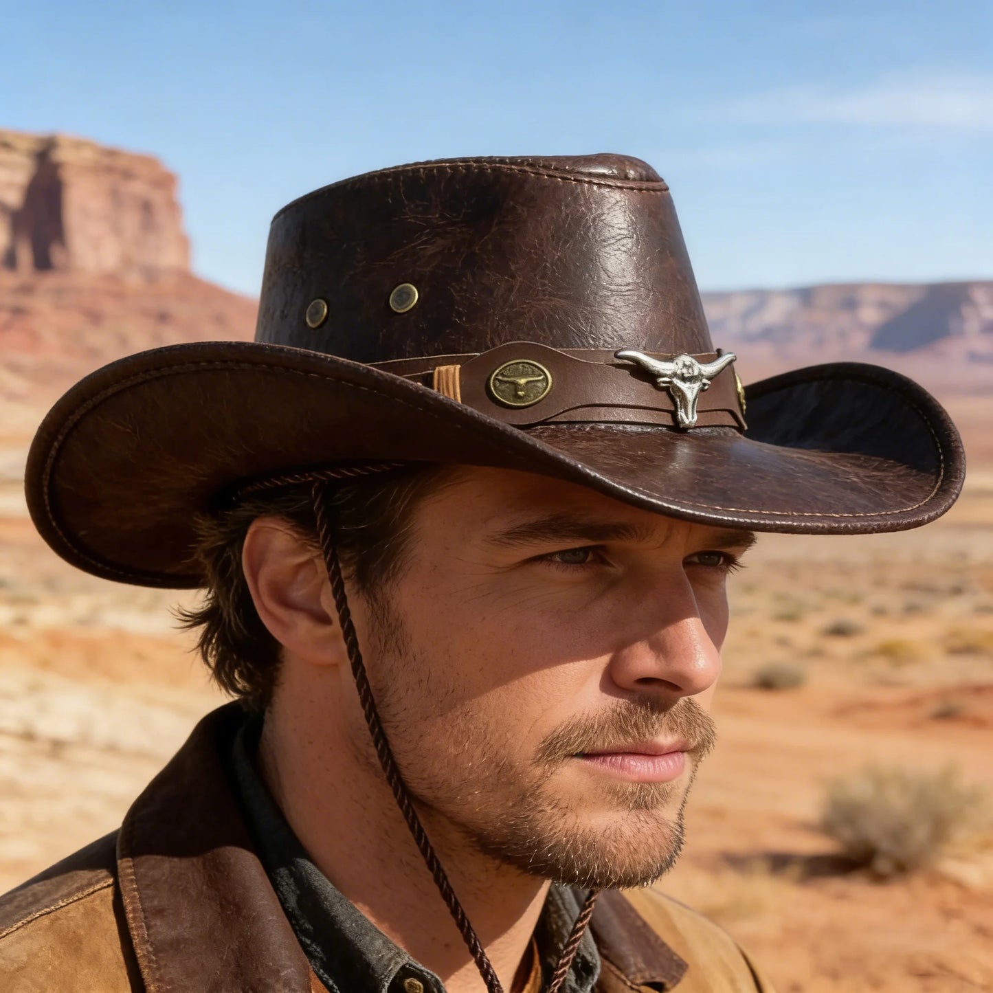 Vintage Leather Cowboy Hat for Men & Women