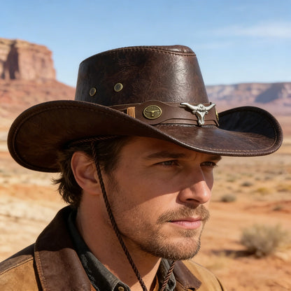 Vintage Leather Cowboy Hat for Men & Women