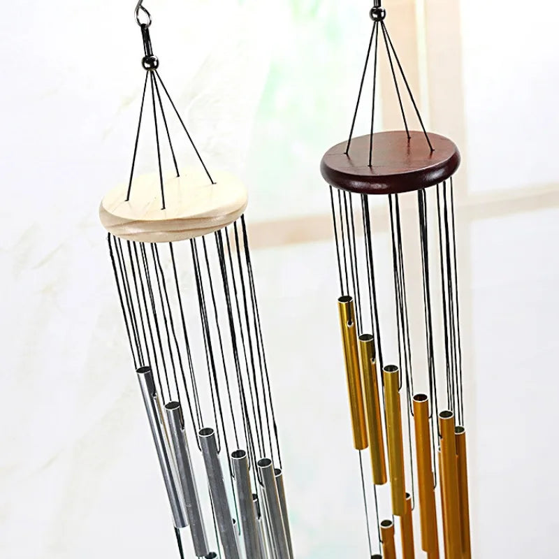 12-Tube Aluminum Wind Chimes with Pine Wood