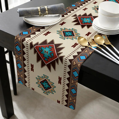 Boho Linen Table Runner – Tribal Style Decor