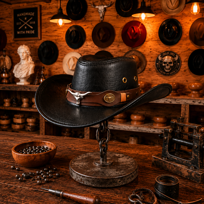 Vintage Leather Cowboy Hat for Men & Women