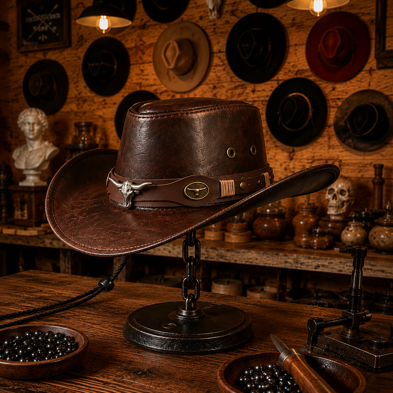 Vintage Leather Cowboy Hat for Men & Women