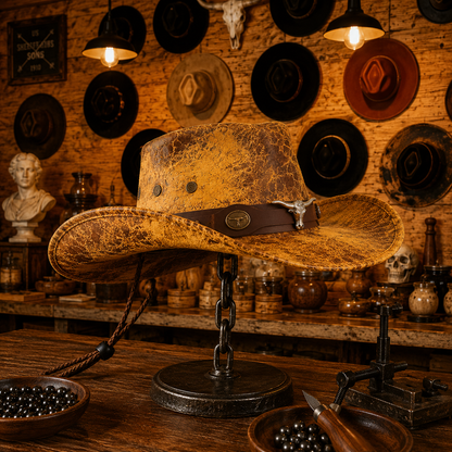 Vintage Leather Cowboy Hat for Men & Women