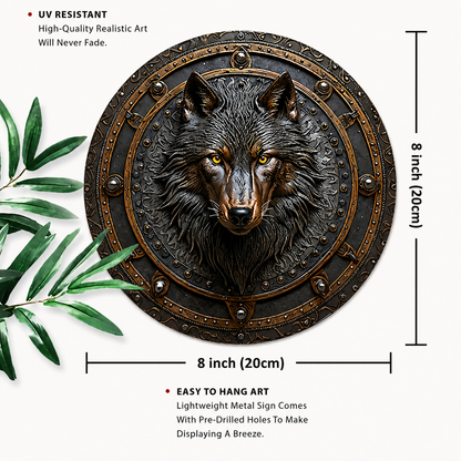 Medieval Metal Shield Wolf Wall Decor