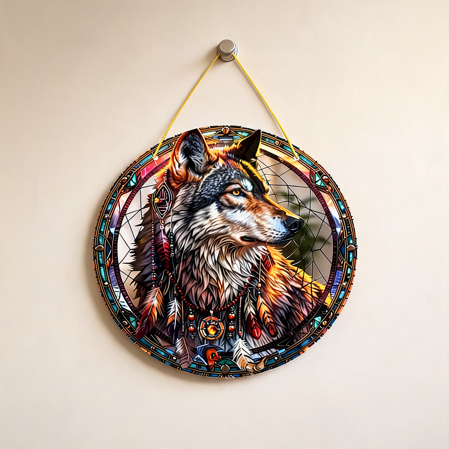 Wolf Acrylic Dreamcatcher Decor